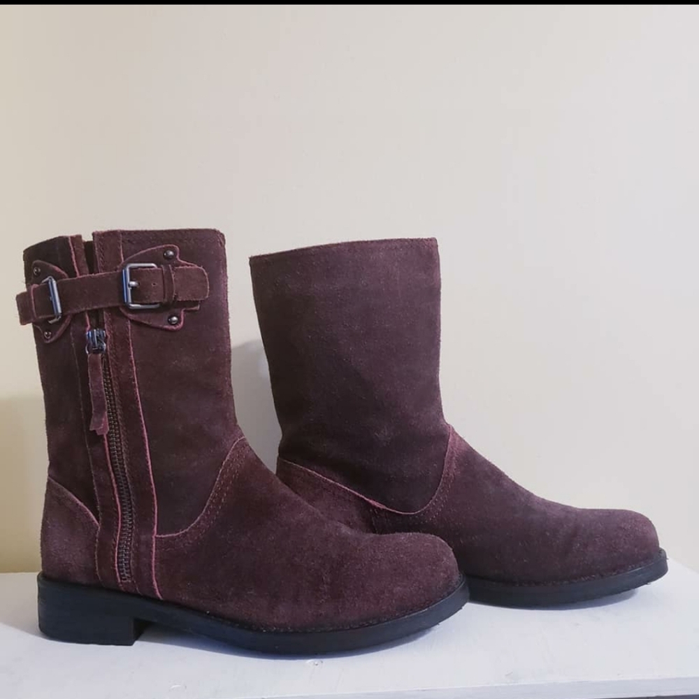 GEOX RESPIRA Suede Leather Combat Boots - Bordeaux 38